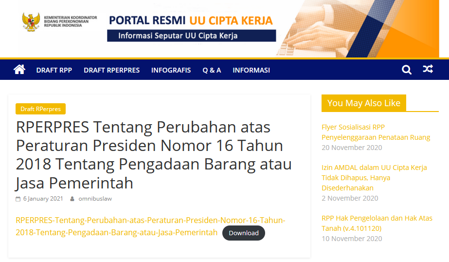 Rancangan Perubahan Peraturan Presiden Nomor 16 Tahun 2018 Tentang ...